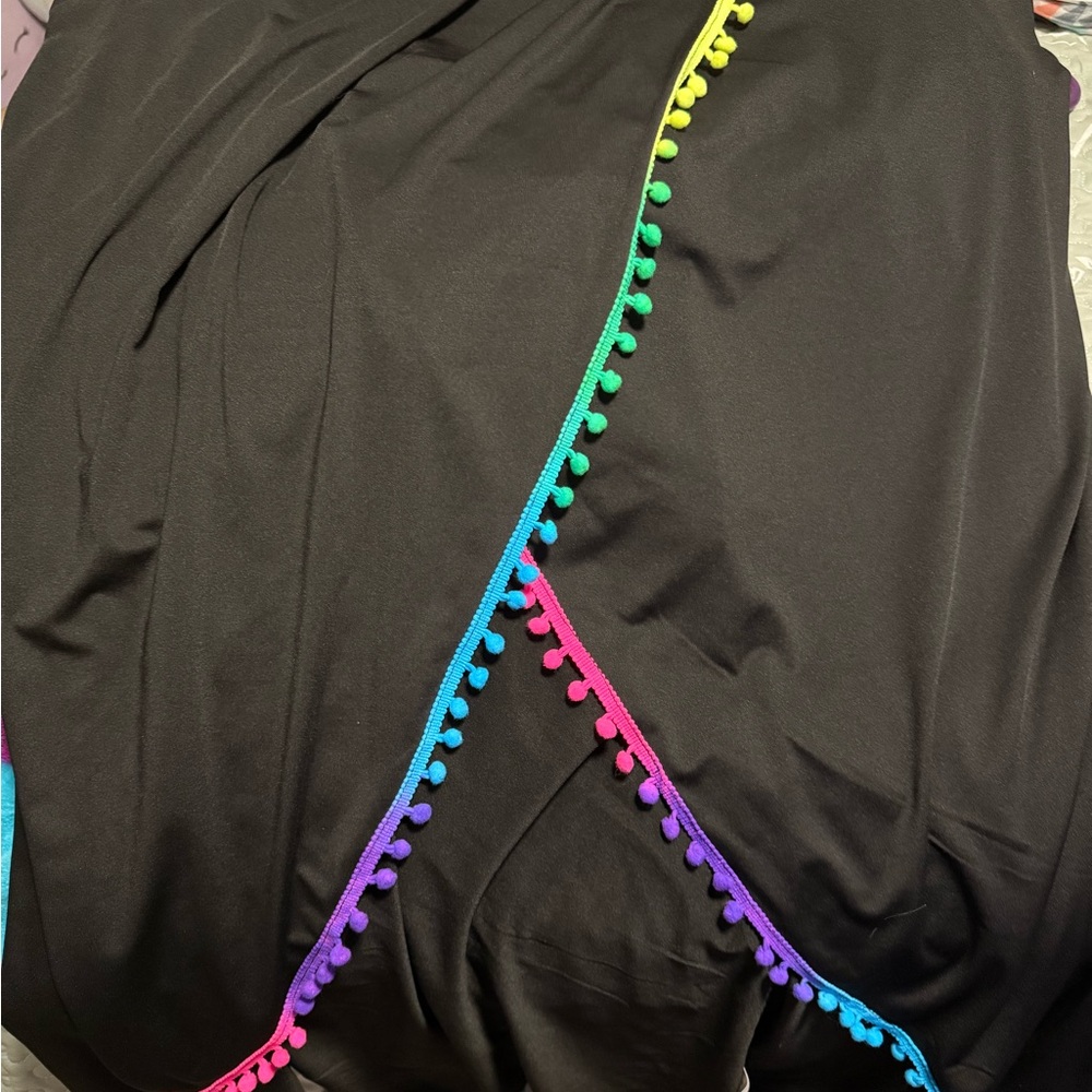Black Swim Coverup with Rainbow Trim - NEVER WORN